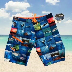 Pelagic 4 Tek Marlin Billfish Fish Board Shorts 38" Waist